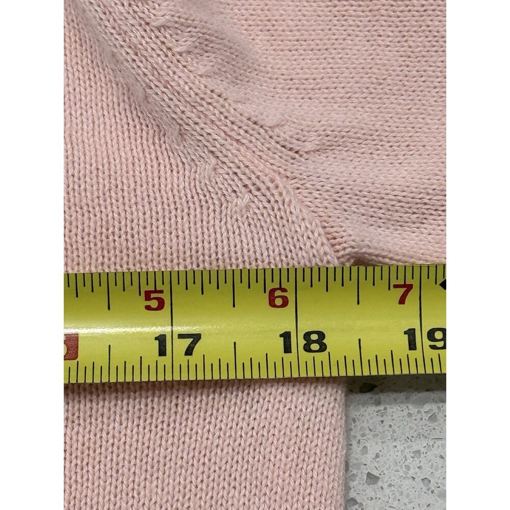 J. Crew Women’s Medium Pink Crew Neck Sweater Bell Sleeve 100% Cotton Preppy - Picture 7 of 9